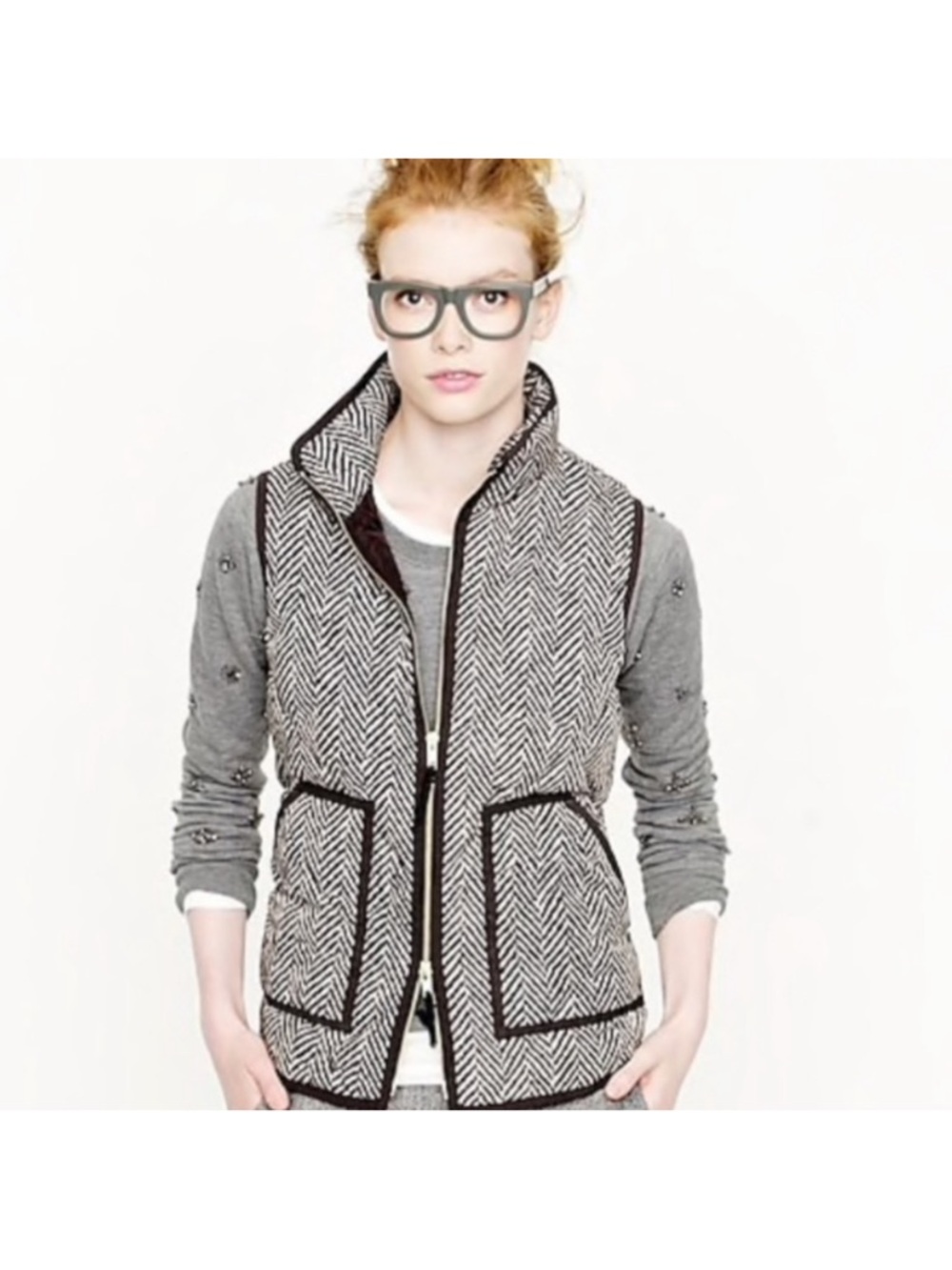 J. Crew Quilted Herringbone Puffer Vest